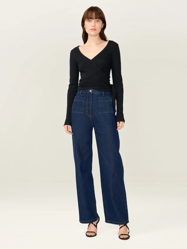 OMNES Napeta Ballet Wrap Top in Black - 2