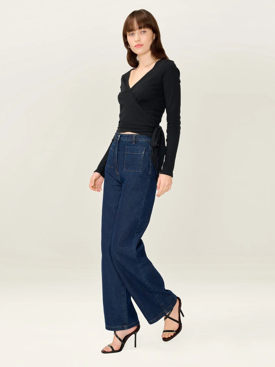 OMNES Napeta Ballet Wrap Top in Black - 3