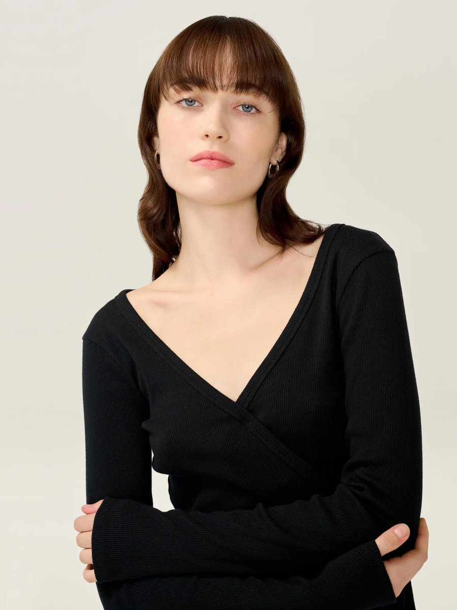 OMNES Napeta Ballet Wrap Top in Black - 4