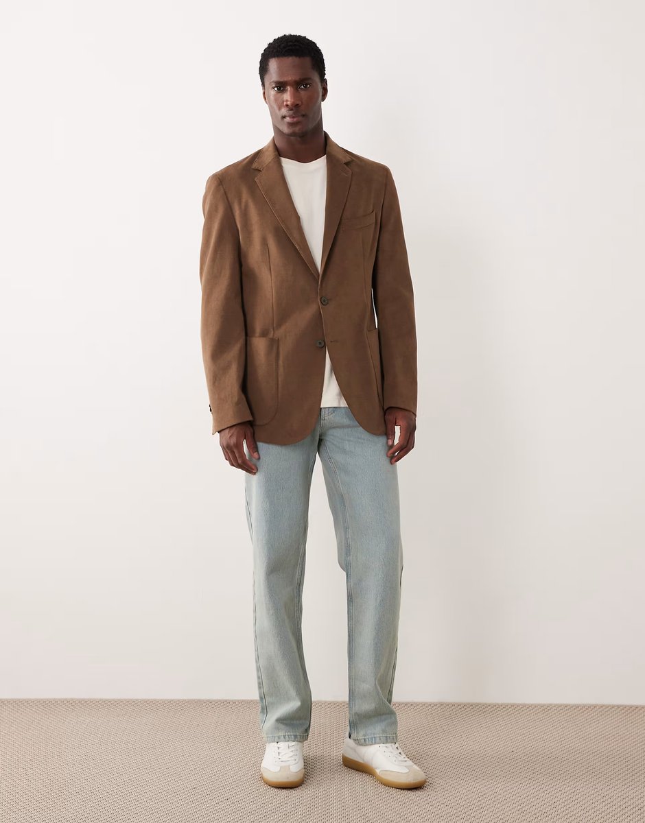 ASOS Mango premium tailored blazer in mid brown - 2