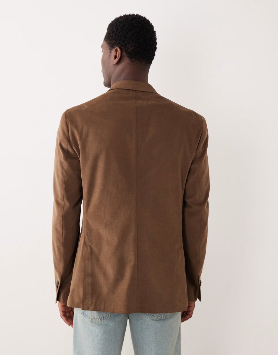 ASOS Mango premium tailored blazer in mid brown - 3