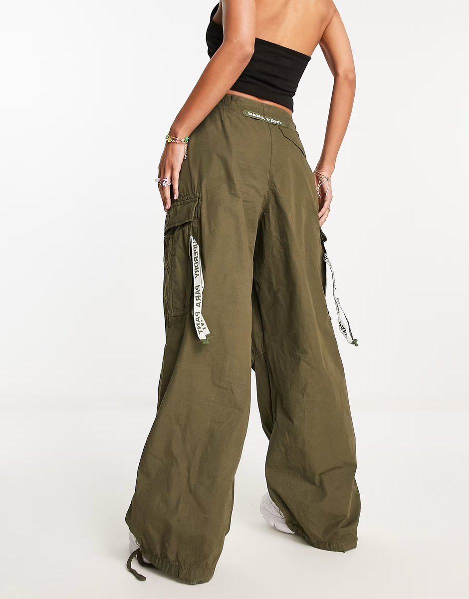 ASOS Superdry vintage baggy parachute trousers in khaki - 3
