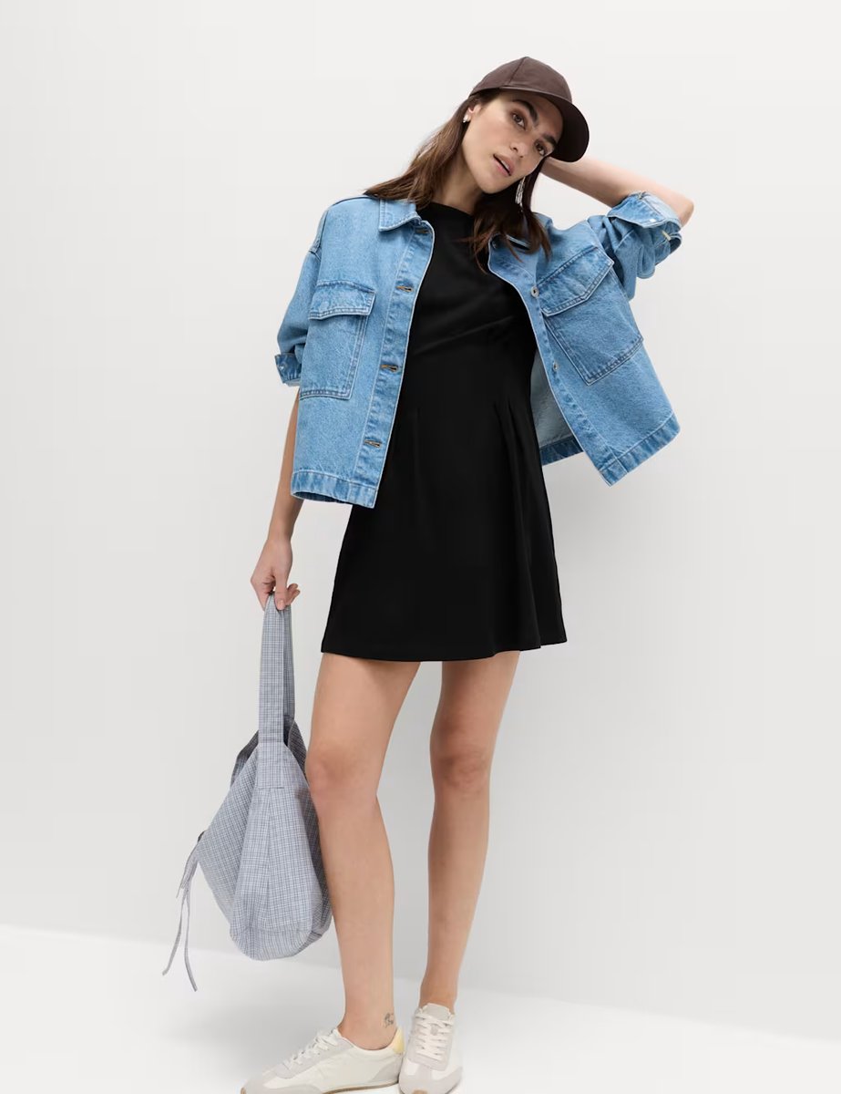 Marks & Spencer M&S Pure Cotton Waisted Mini T-Shirt Dress Black - 4