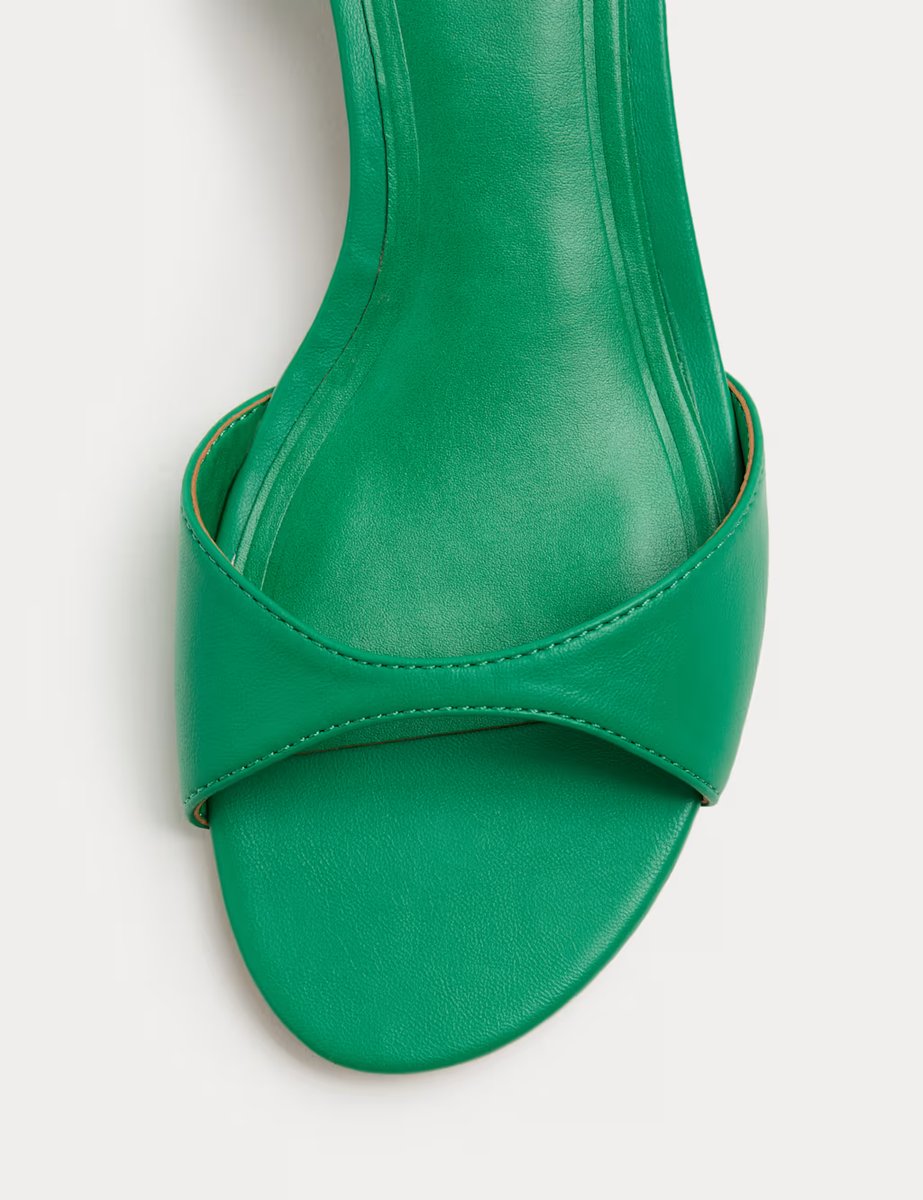 Marks & Spencer M&S Ankle Strap Kitten Heel Peep Toe Sandals Bright Green - 2