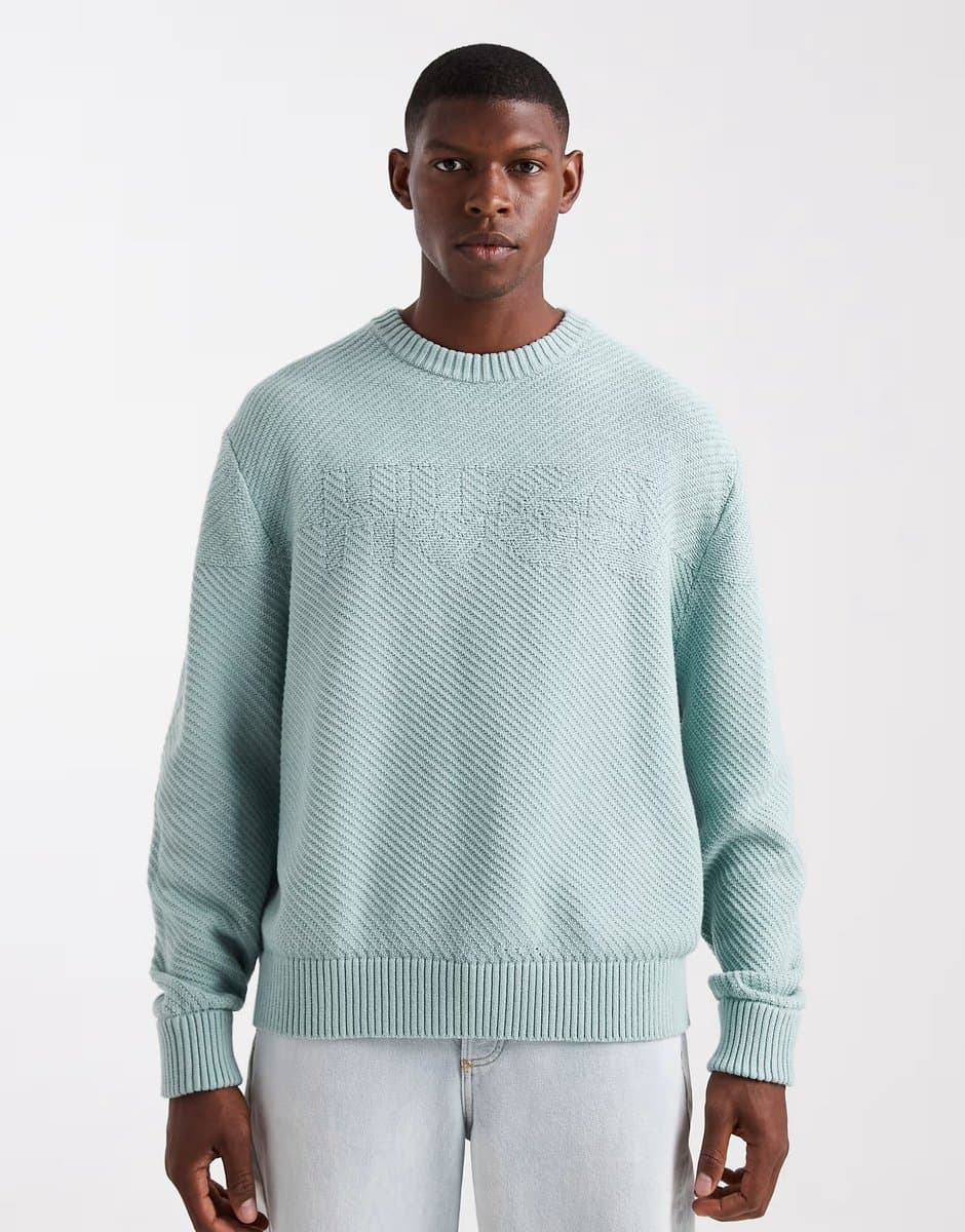 ASOS HUGO RED Splinden Light Green Knit Jumper