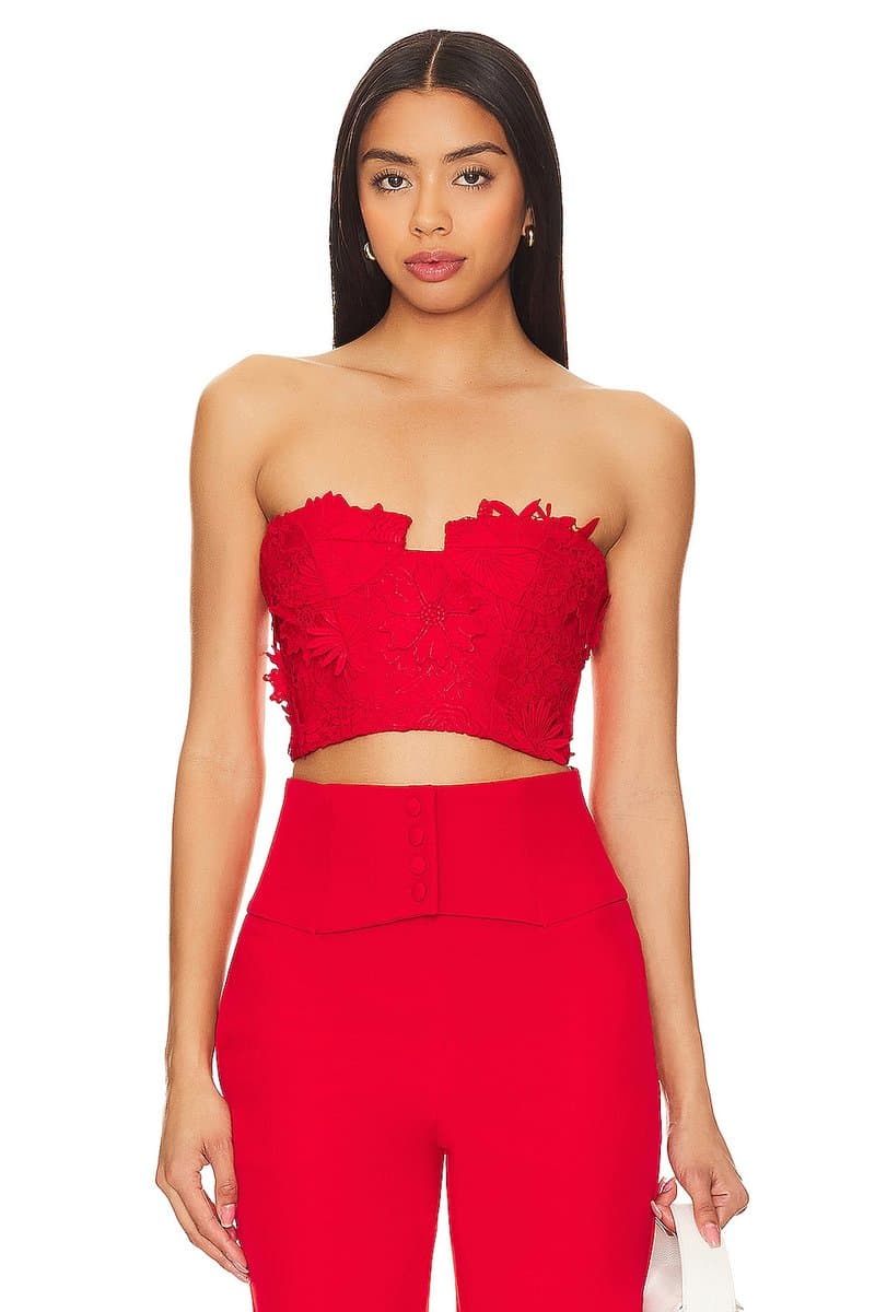 revolve Revolve Bardot Bustier Top in Fire Red