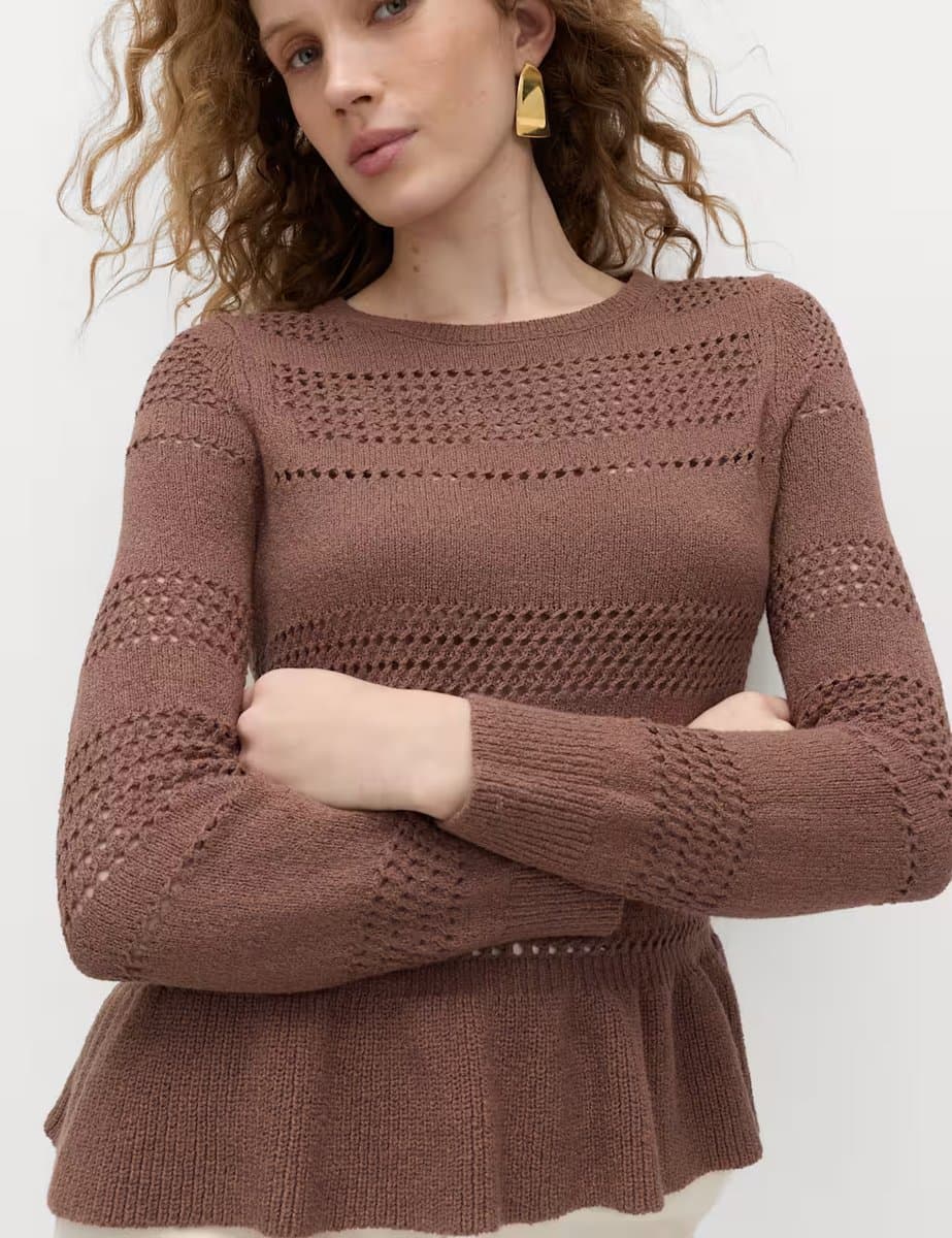 Marks & Spencer M&S Cozy Cotton Blend Jumper in Golden Brown