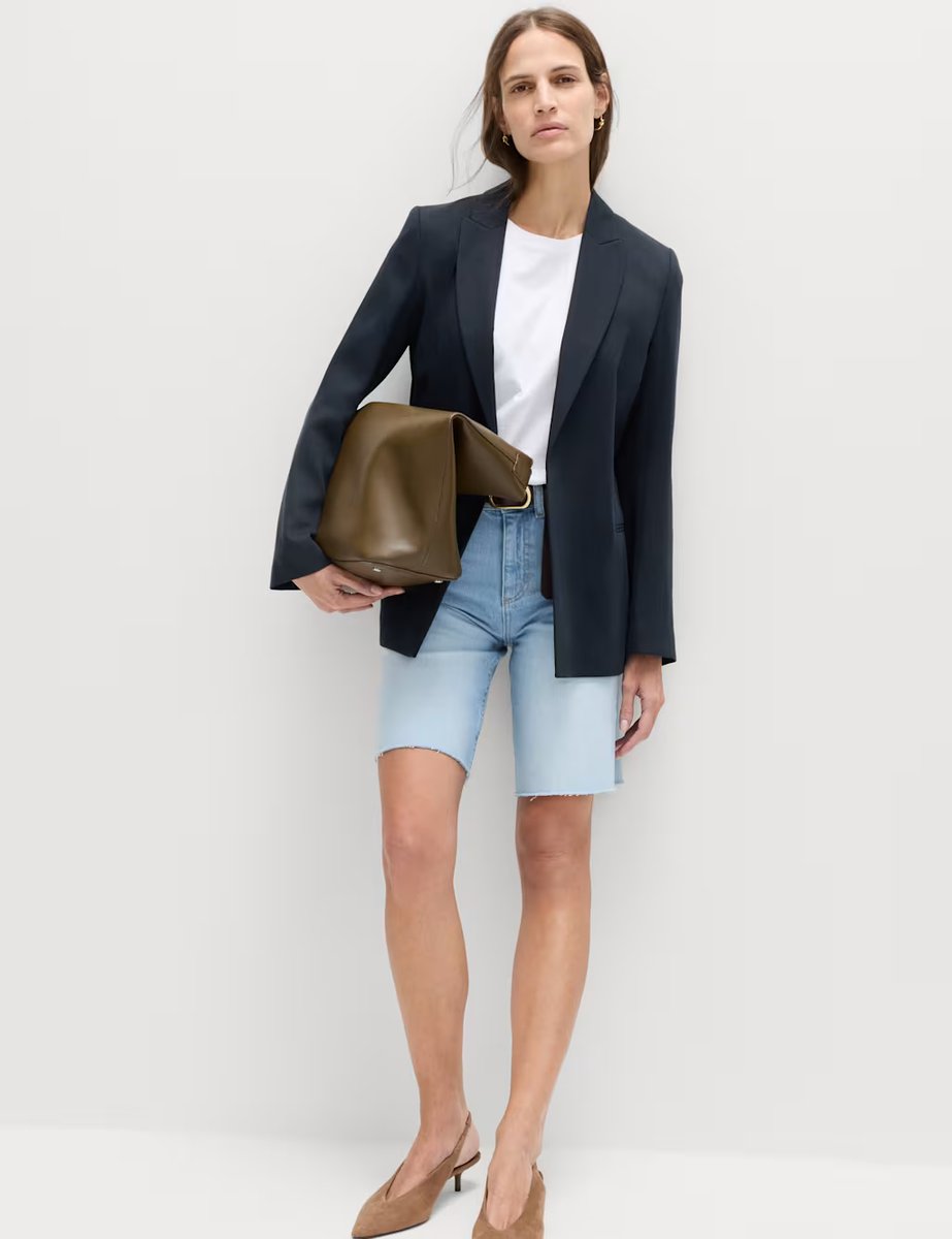 Marks & Spencer M&S Tie Belted Blazer with Linen Midnight Navy - 2