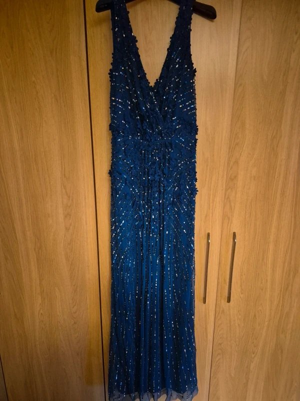 T.K. Maxx Stunning sequin/embelished full full length navy/royal blue evening dress. - 2