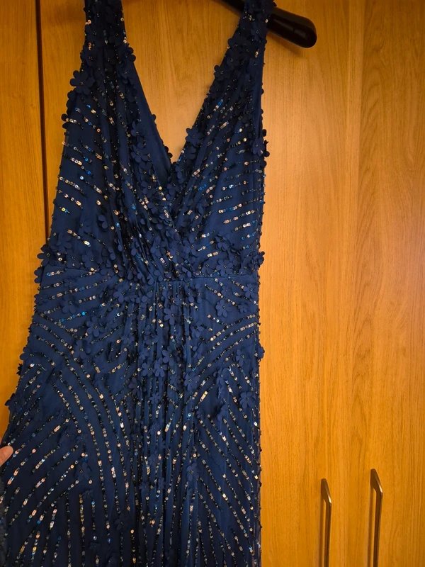 T.K. Maxx Stunning sequin/embelished full full length navy/royal blue evening dress. - 3