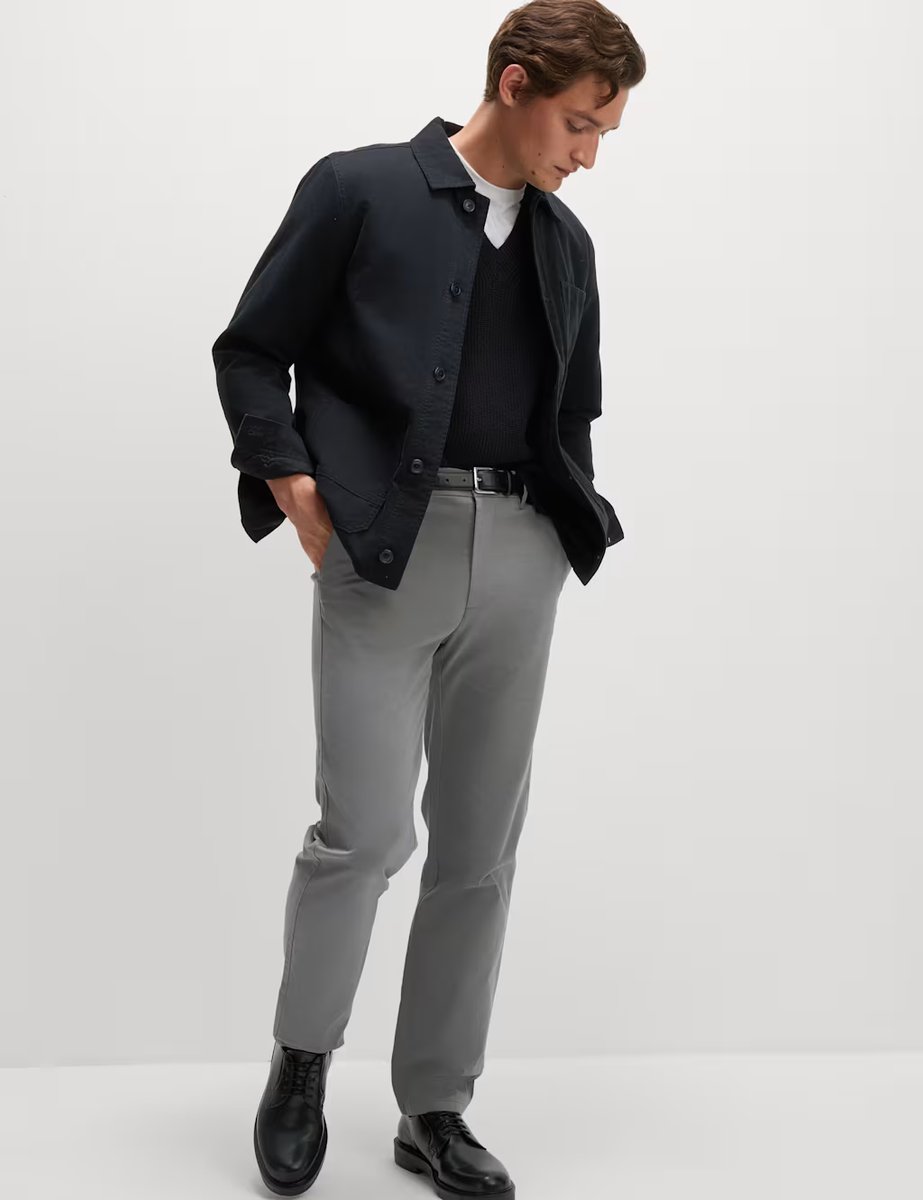 Marks & Spencer M&S 2 Pack Elasticated Waist Stretch Chinos Ash Grey - 2