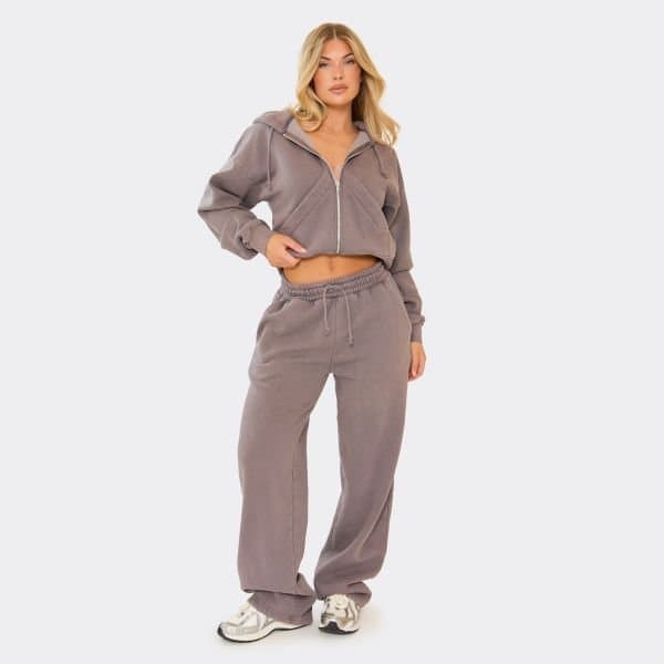 EGO EGO Wide Leg Joggers in Washed Charcoal