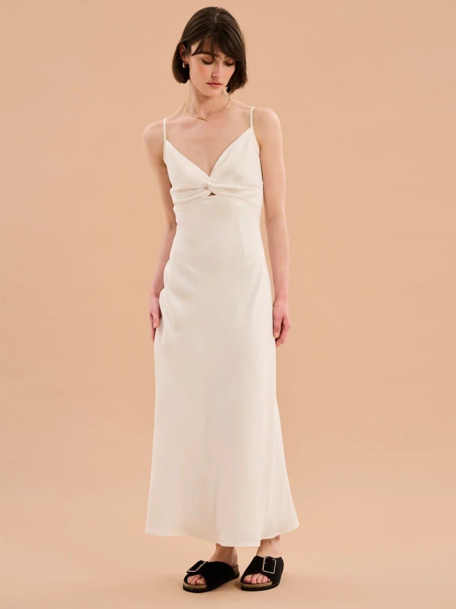 OMNES Blossom Strappy Dress in White