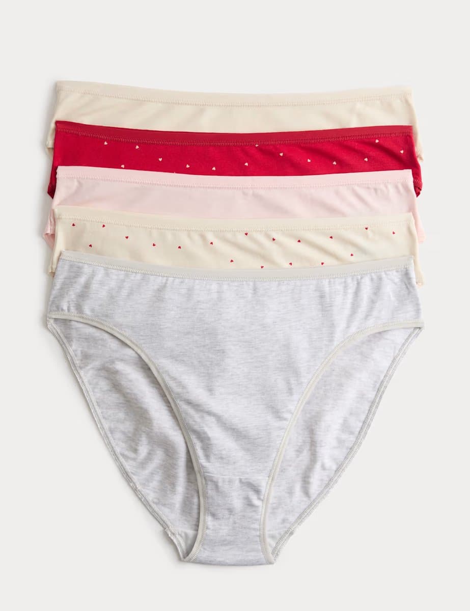 Marks & Spencer M&S 5pk Cotton Modal High Leg Knickers Red Mix