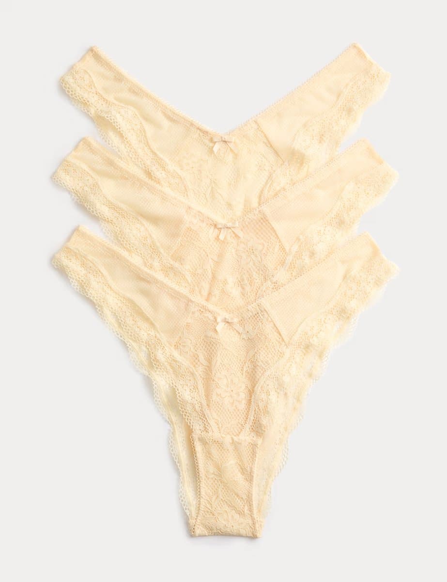 Marks & Spencer M&S 3pk Lace Miami Knickers Dark Cream