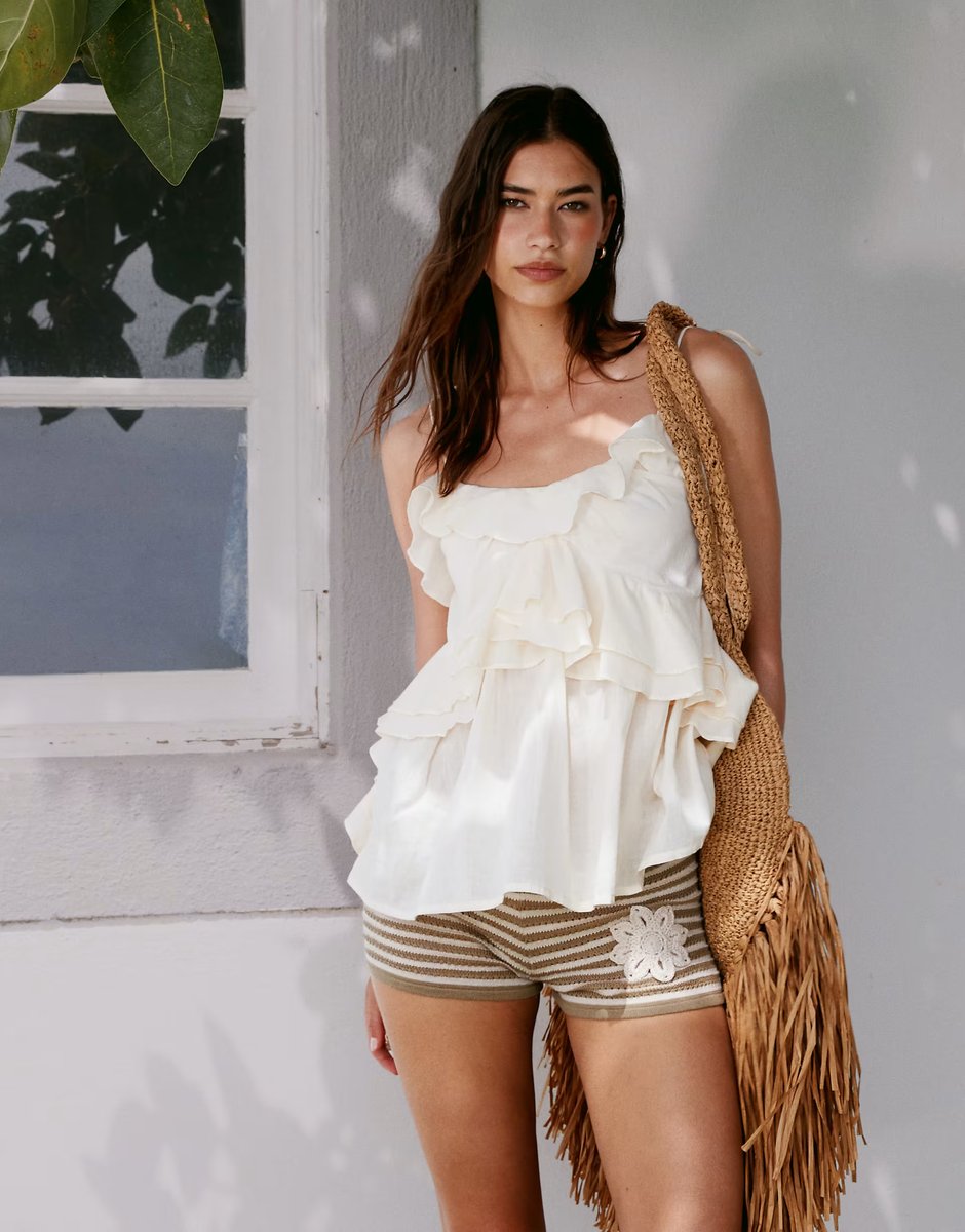 ASOS ASOS DESIGN folded crochet knit beach short in multi - 4