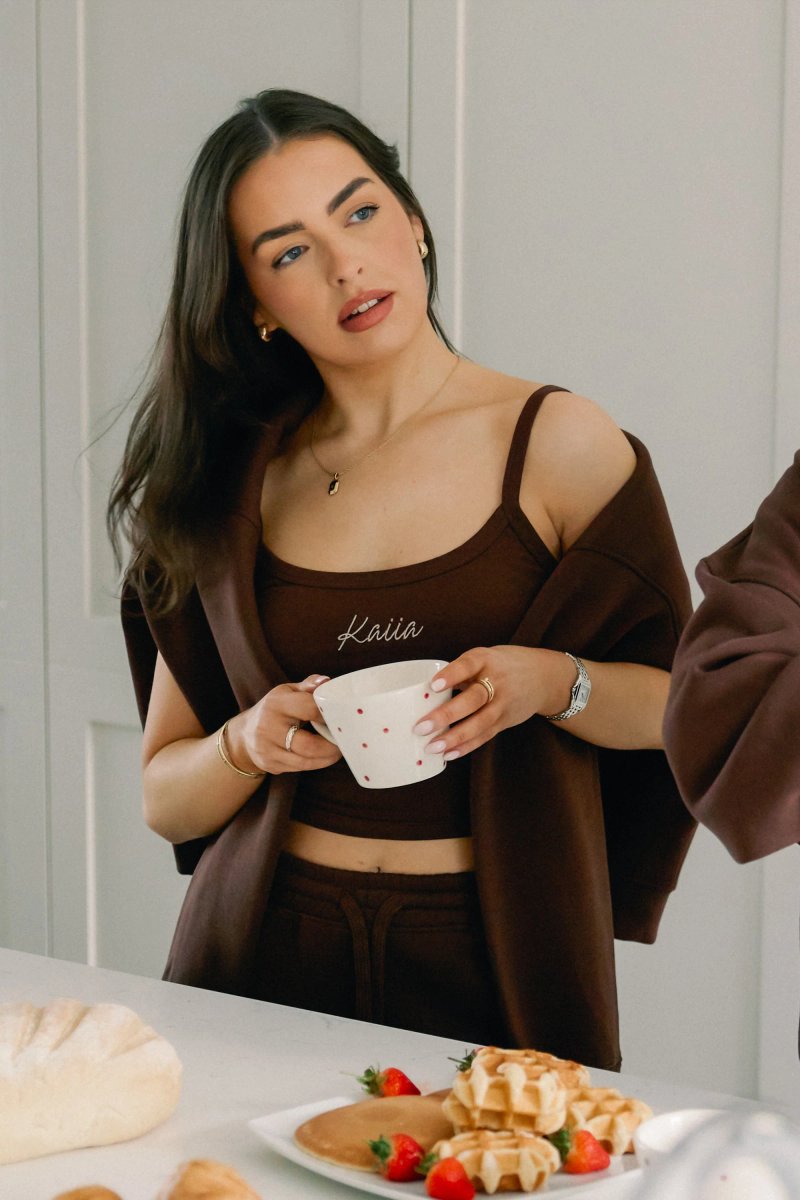 Kaiia Kaiia Script Logo Vest Top Peppercorn - 2