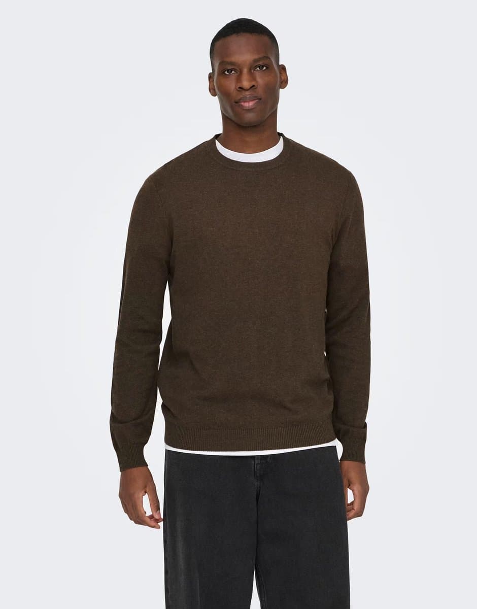 ASOS ASOS Only & Sons Knitted Pullover in Coffee Bean