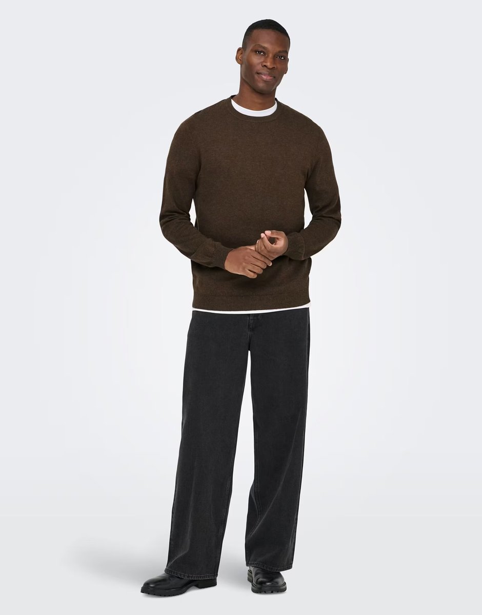 ASOS ONLY & SONS Knitted pullover in coffee bean - 3