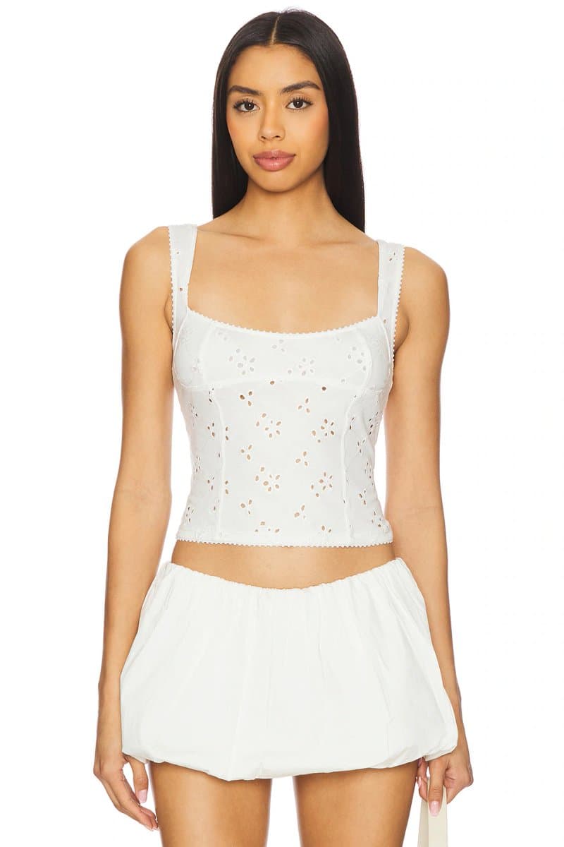 revolve Revolve Full Bloom Eyelet Cami in Ivory