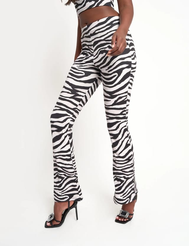 Public Desire Slinky Flared Trousers Co Ord Zebra - 2
