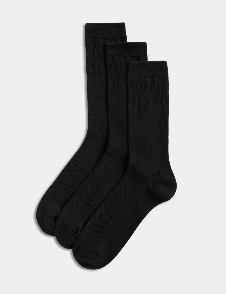 Marks & Spencer M&S 3 Pack Gentle Grip Cool & Fresh™ Socks Black - 1