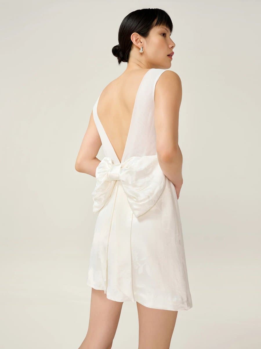 OMNES Bowlyn Jacquard Dress in Ivory