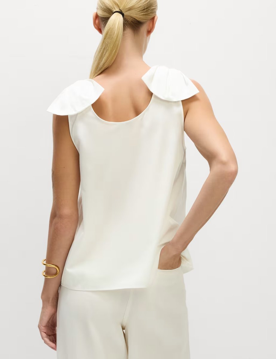 Marks & Spencer M&S Pure Cotton Bow Round Neck Vest Soft White - 3