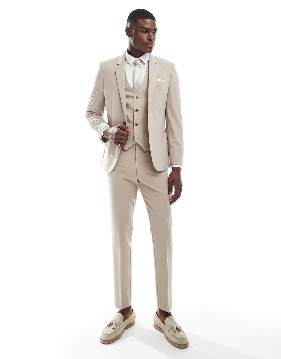 ASOS ASOS DESIGN skinny suit jacket in stone - 2