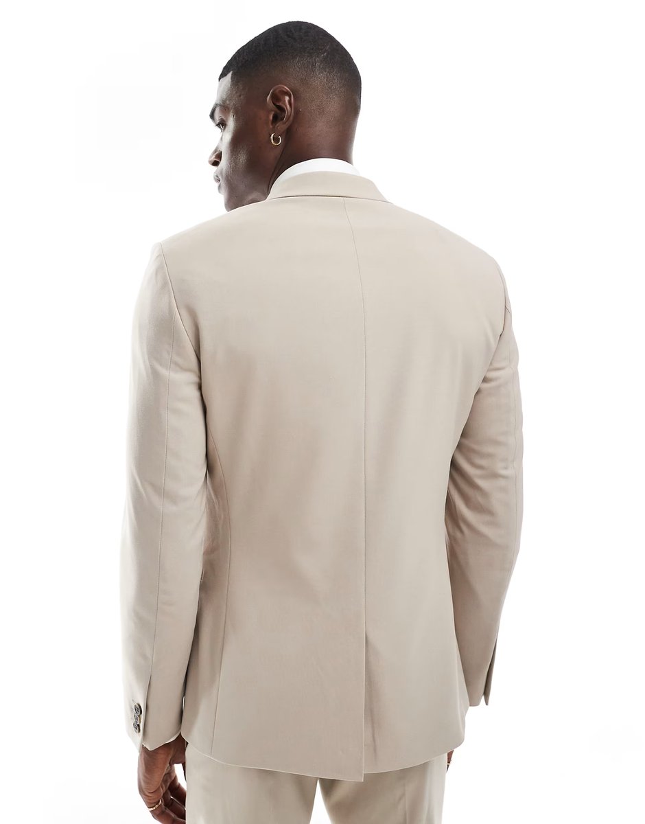 ASOS ASOS DESIGN skinny suit jacket in stone - 4