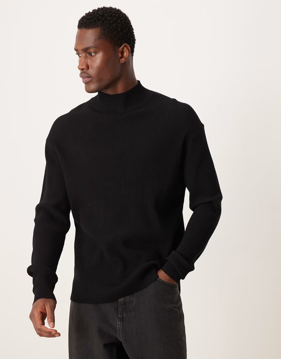 ASOS ASOS Classic Ribbed High Neck Jumper in Black