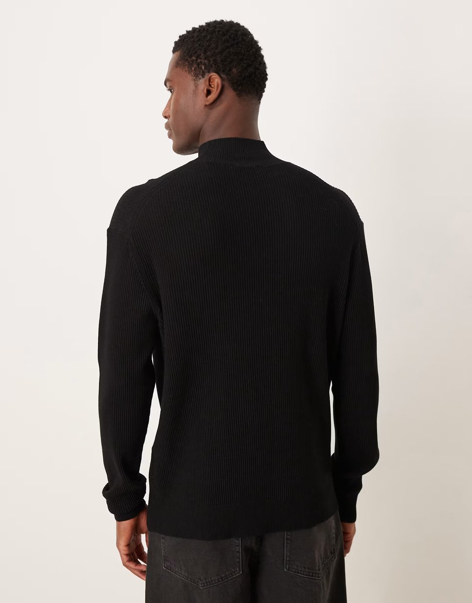 ASOS Mango classic ribbed high neck jumper in black - 3