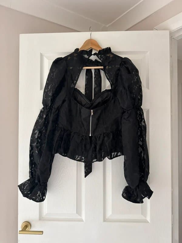 ASOS ASOS Luxe Black Puff Sleeve Lace Top