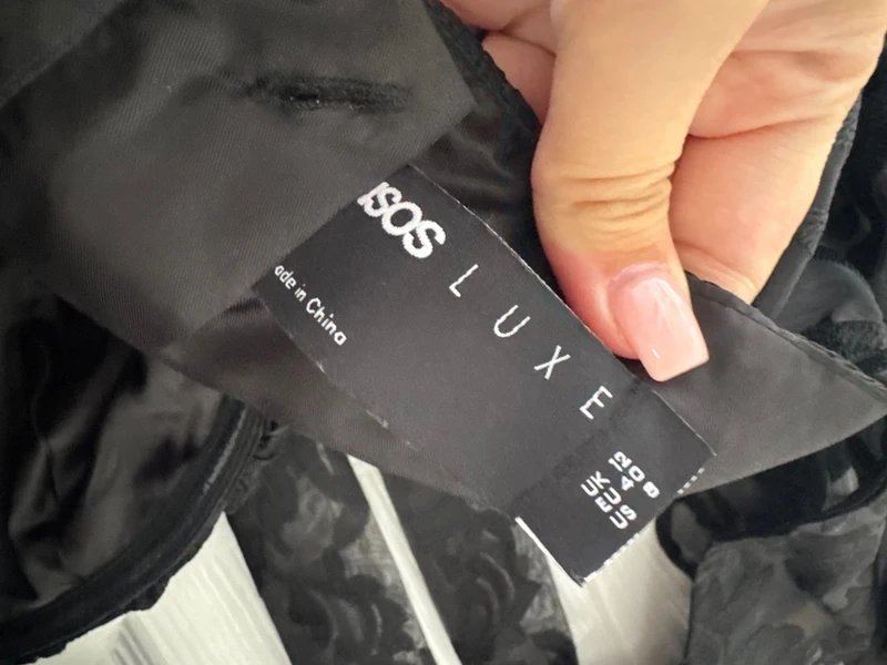 ASOS ASOS Luxe Black Puff Sleeve Lace Top - 3