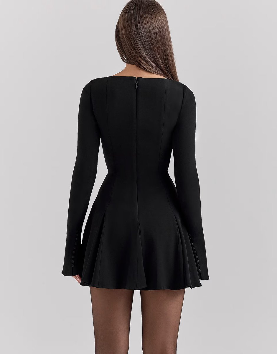 ASOS House of CB Francesca stretch crepe godet mini dress in black - 2