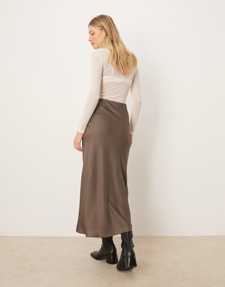 ASOS Vila satin maxi skirt in falcon - 3
