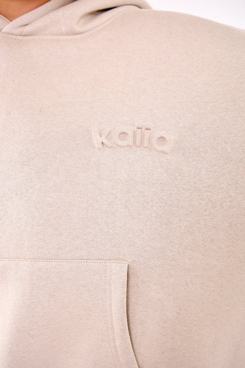 Kaiia Kaiia Embossed Logo Oversized Hoodie Ash Taupe - 2