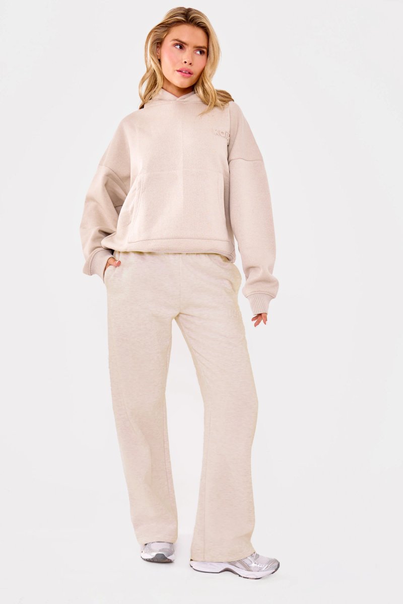 Kaiia Kaiia Embossed Logo Oversized Hoodie Ash Taupe - 3