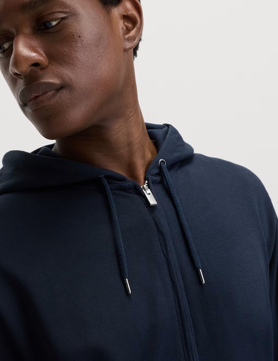 Marks & Spencer M&S Cotton Rich Zip Through Hoodie Navy - 4