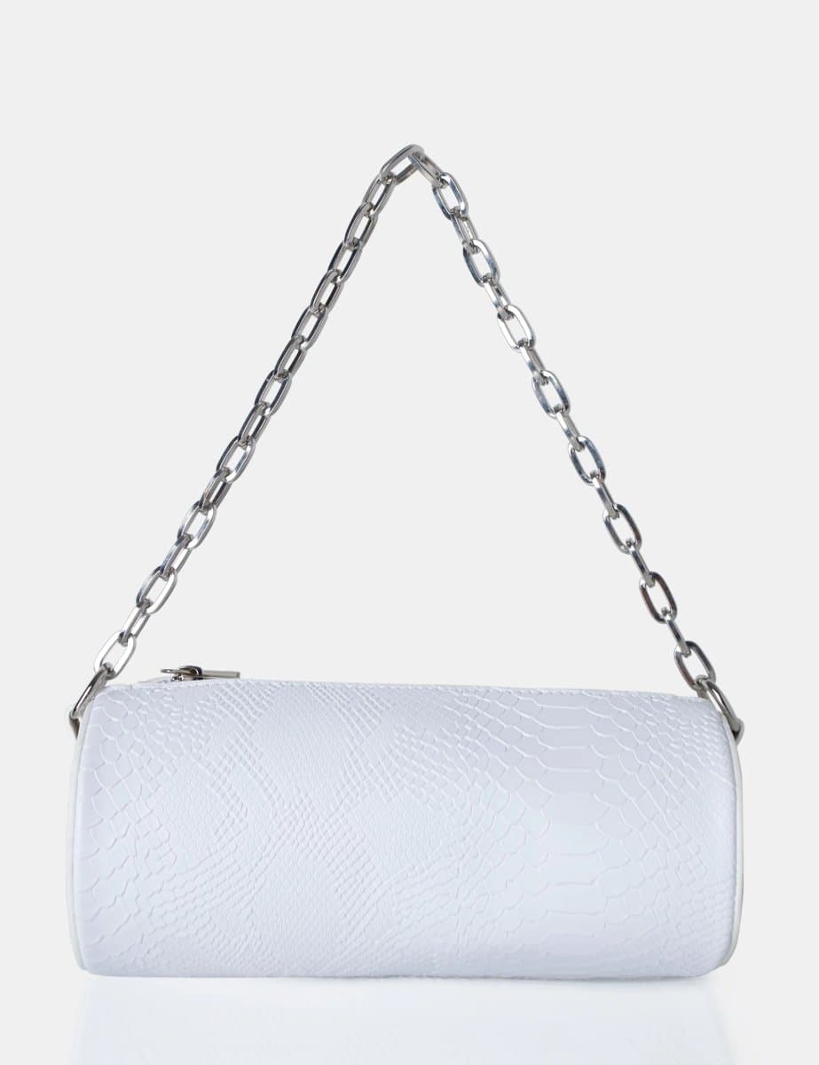 Public Desire The Claudia White Croc Shoulder Bag