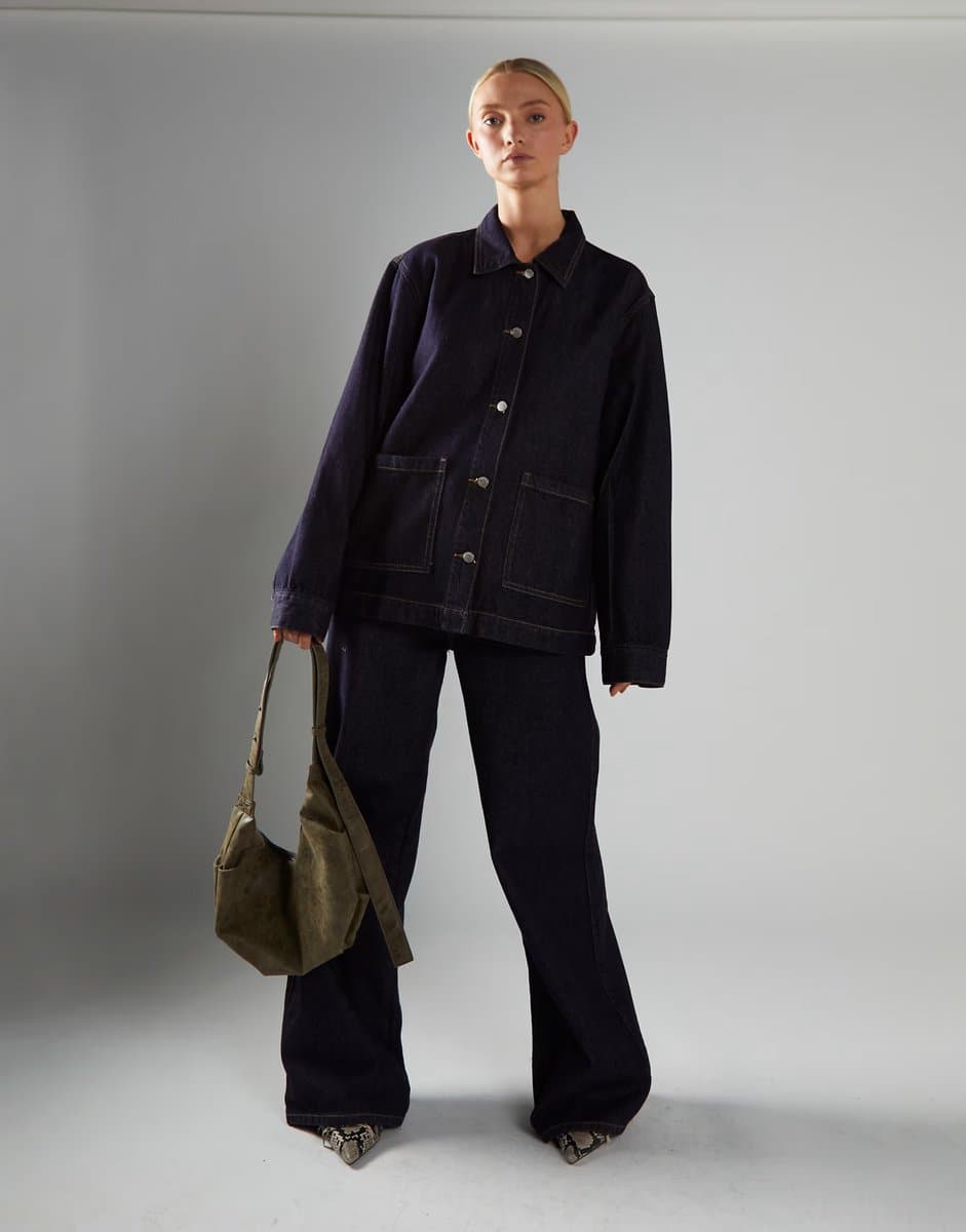 ASOS Glamorous Wide-Leg Mid-Rise-Jeans in dark indigo