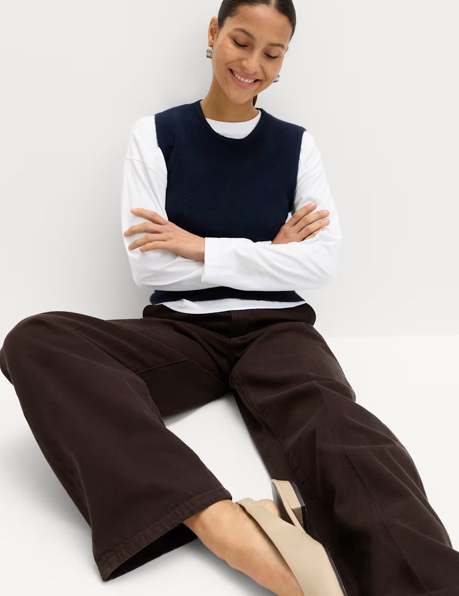 Marks & Spencer M&S Pure Cotton Striped Boxy Top Soft White - 2