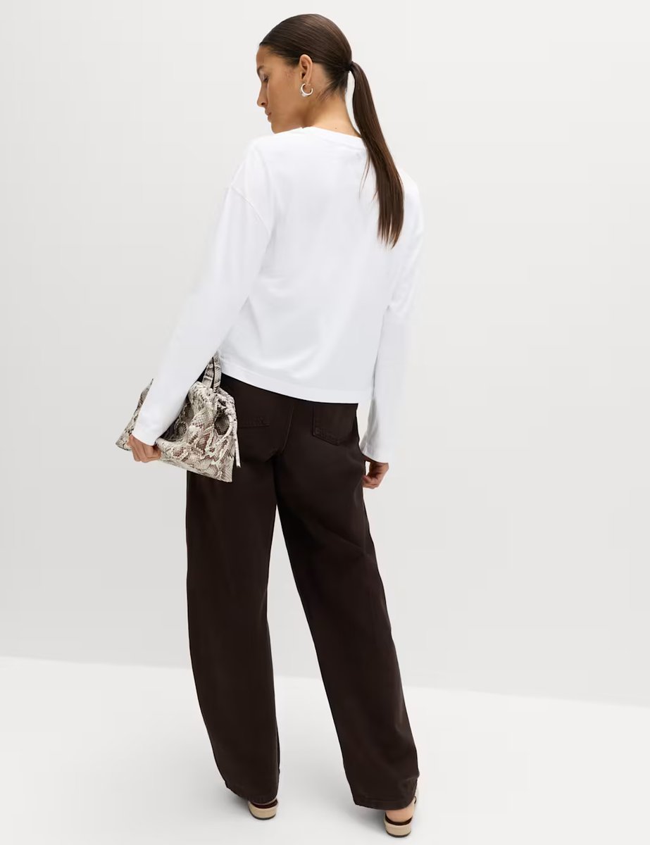 Marks & Spencer M&S Pure Cotton Striped Boxy Top Soft White - 3