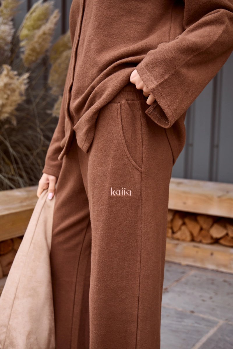 Kaiia Kaiia Supersoft Wide Leg Trousers Coffee - 2