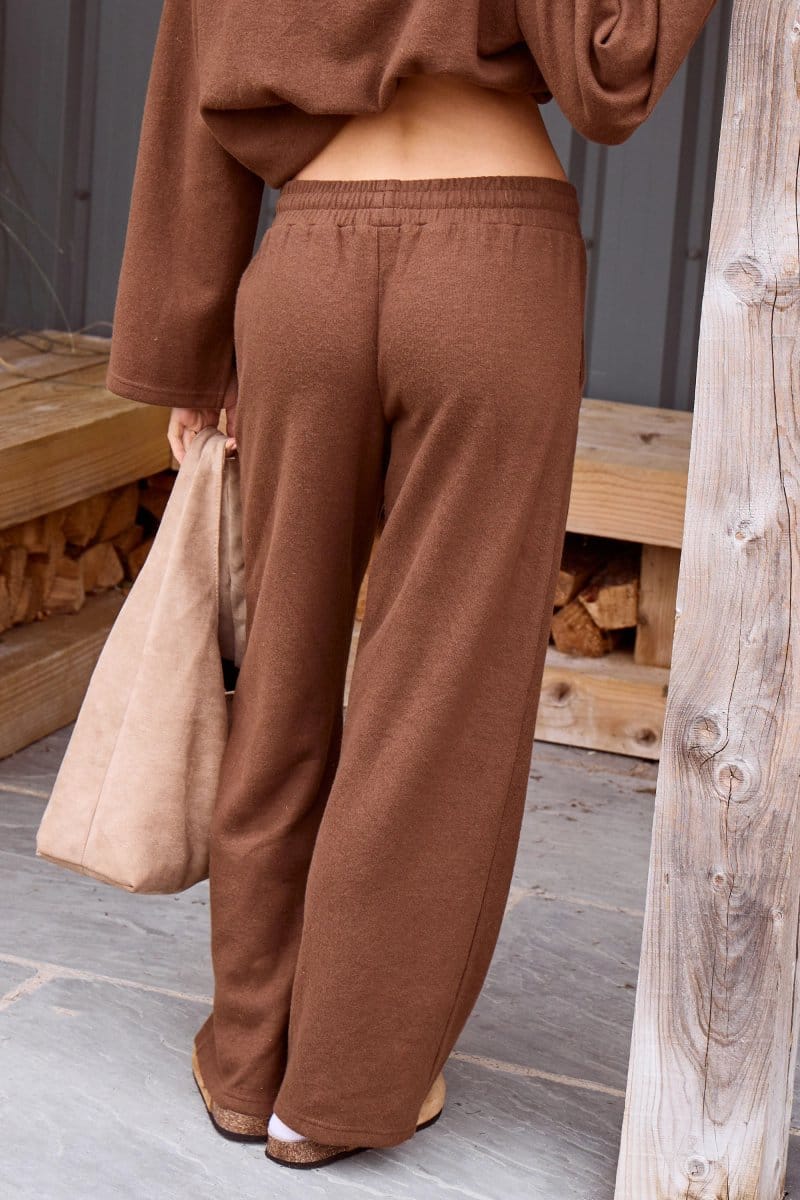 Kaiia Kaiia Supersoft Wide Leg Trousers Coffee - 4