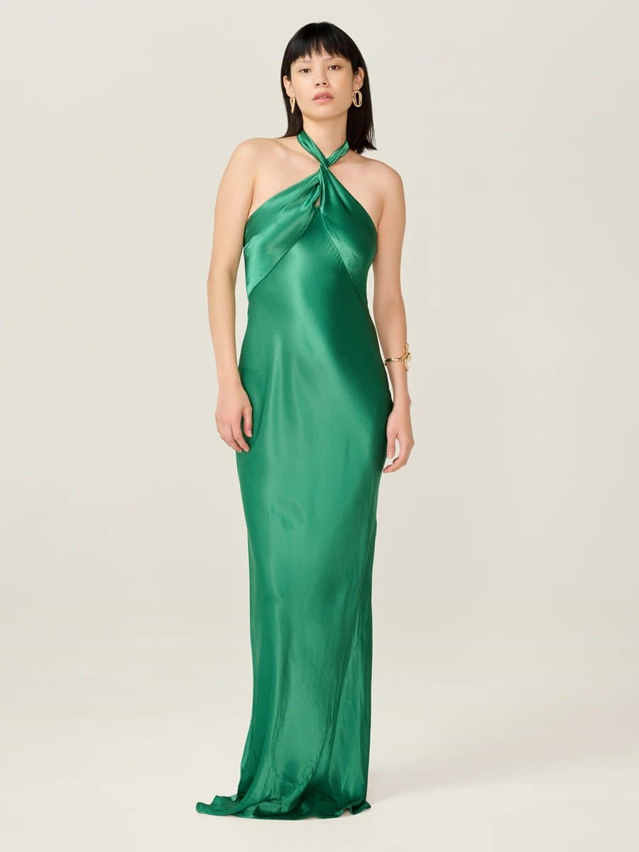 OMNES Arles Dress in Forest Green