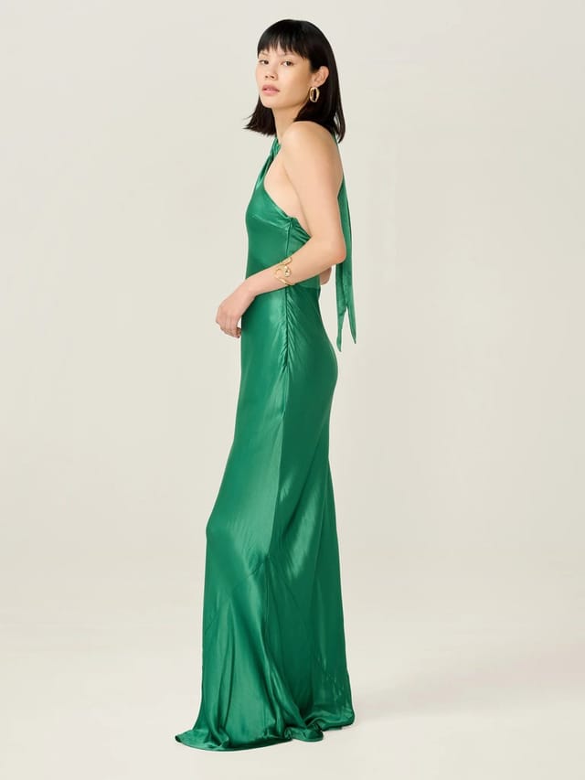 OMNES Arles Dress in Forest Green - 2