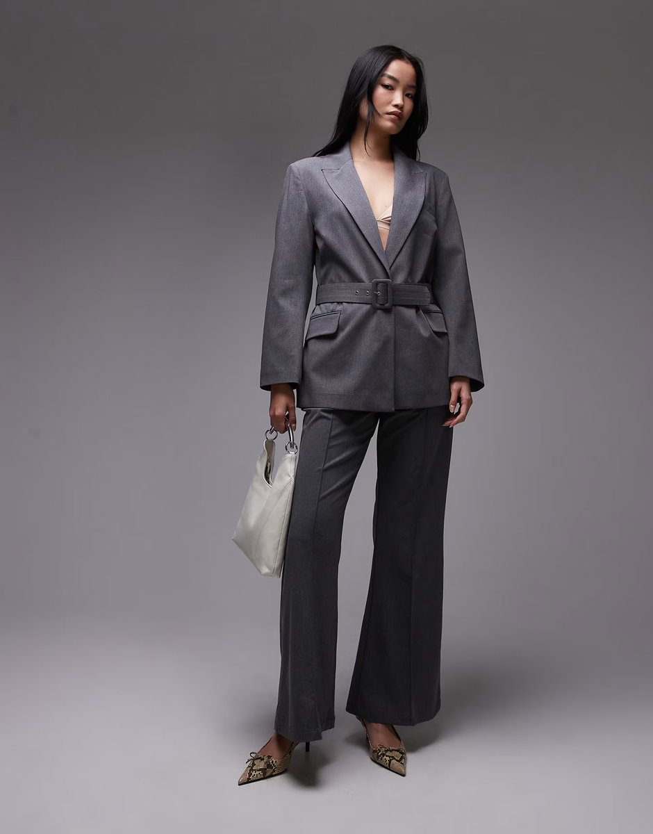 ASOS ASOS DESIGN belted oversized blazer in charcoal - 3