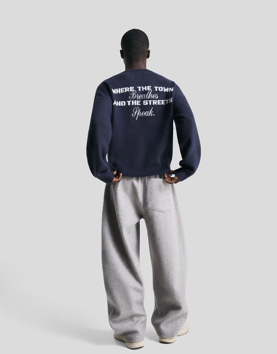 ASOS Bershka Embroidered jacquard sweater in blue - 2