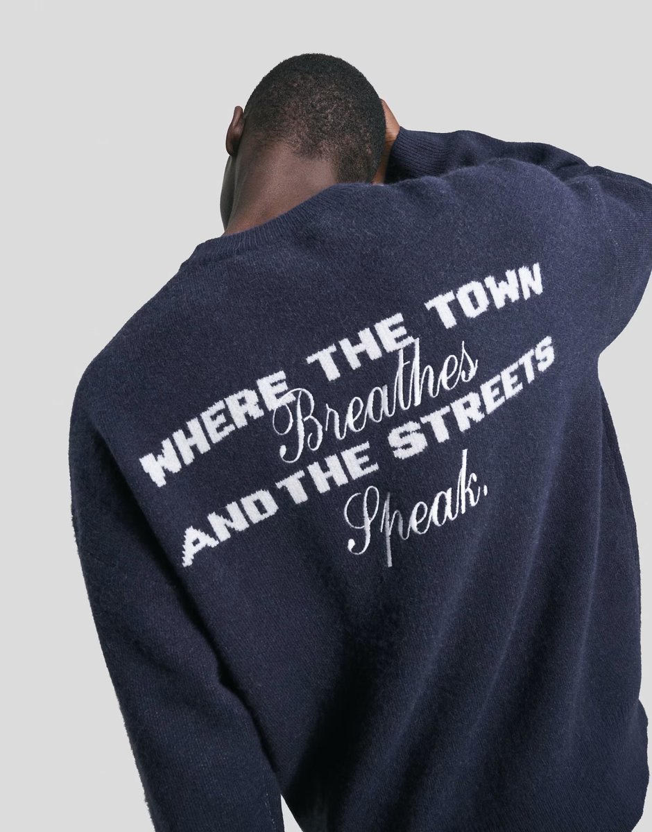 ASOS Bershka Embroidered jacquard sweater in blue - 4